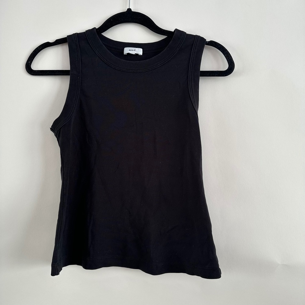 ALC Hadley Black Cotton Ribbed Crewneck Tank Top Sleeveless 8KTOP00752 Medium
